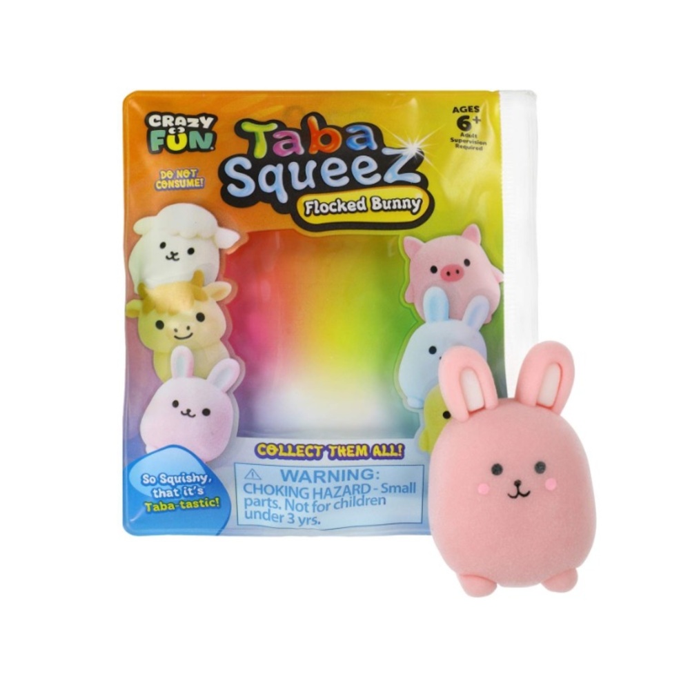 Crazy Fun® Taba-Squeez Flocked Toy Mini Squishy Set - Flocked Bunny